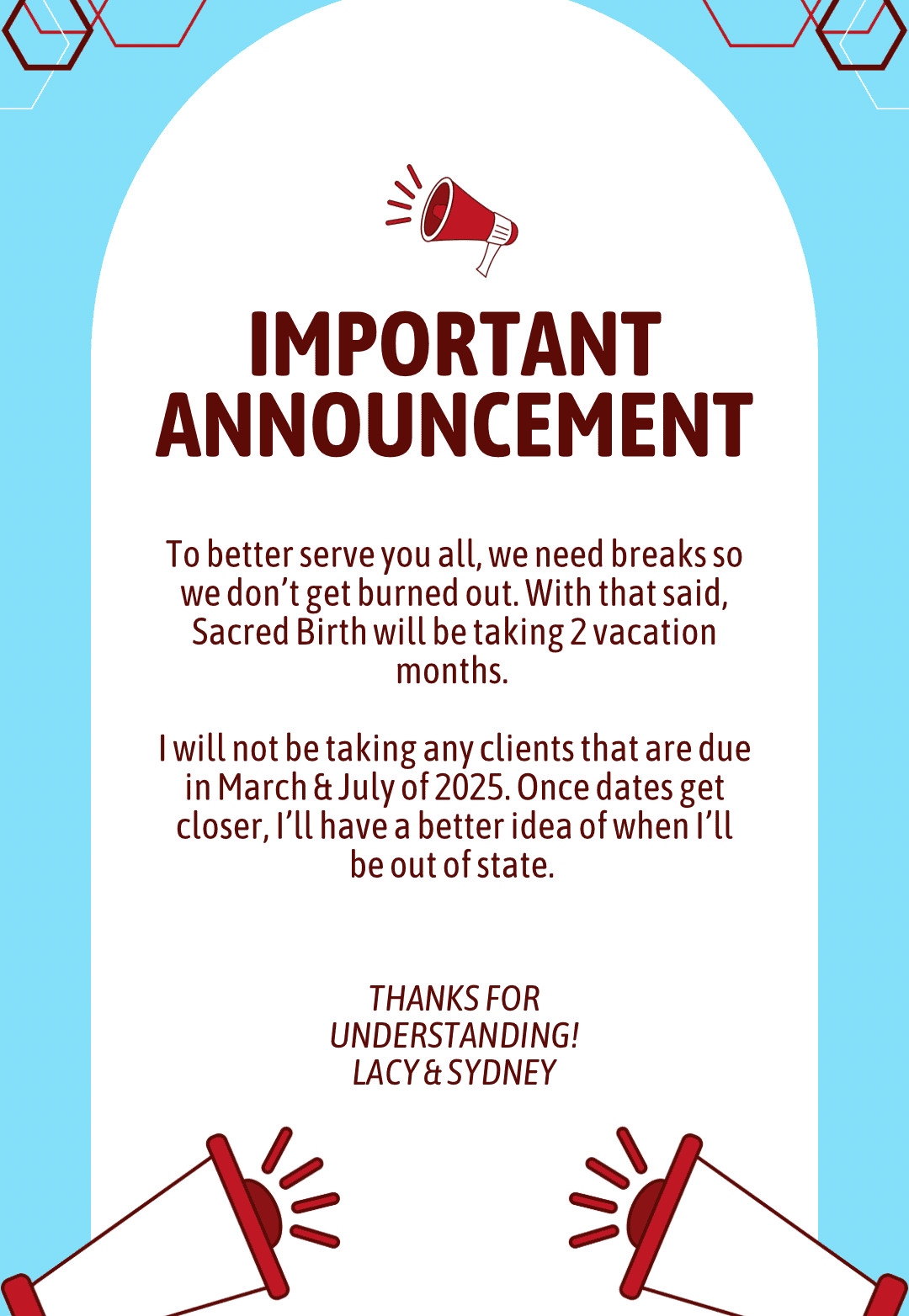 Important Announcement: Time Off